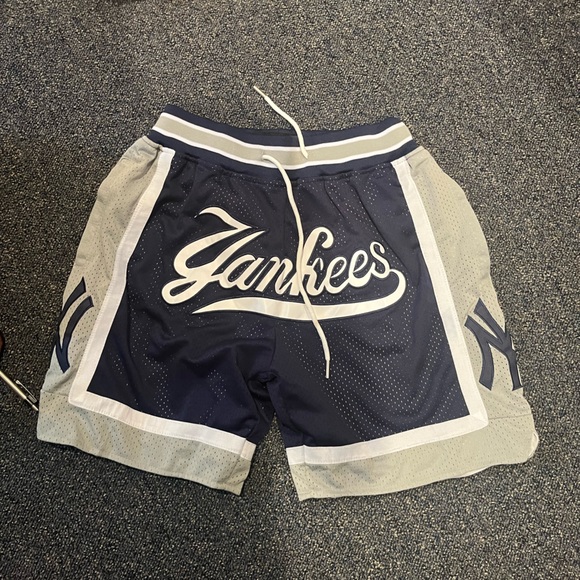 Just Don Shorts New York Yankees Basketball Shorts With Yankees Written Across The Front